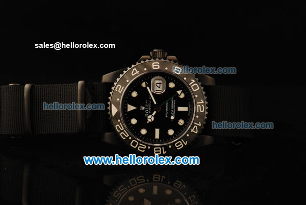 Rolex GMT-Master II Swiss ETA 2836 Automatic Movement PVD Case with Black Dial and Black Nylon Strap - Click Image to Close